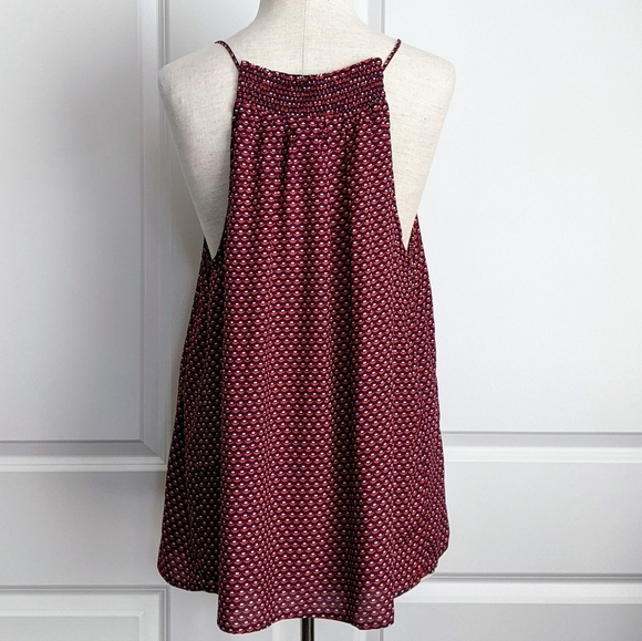 Splendid Tank Swing Sleeveless Halter Keyhole Neck Smocked Red White Navy XL NWT - Picture 8 of 16